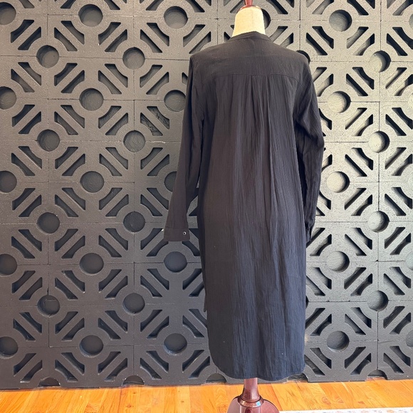 EILEEN FISHER | Organic Cotton Button-Front Long Tunic Shirt Dress - Picture 2 of 6